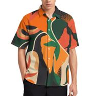 AILLOSA YH-146B Aloha Hawaii 3D Desen Kısa Kollu Erkek Gömlek