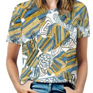 AILLOSA YH-147 Tamamı Baskılı Kısa Kollu Yuvarlak Yaka Kadın T-shirt