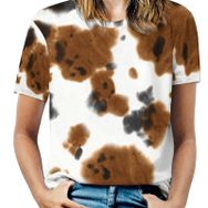 AILLOSA YH-149 Tamamı Baskılı Kısa Kollu Yuvarlak Yaka Kadın T-shirt