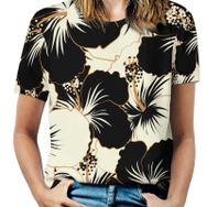AILLOSA YH-15 Tamamı Baskılı Kısa Kollu Yuvarlak Yaka Kadın T-shirt