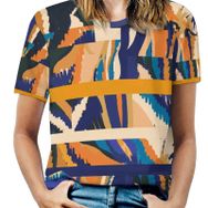 AILLOSA YH-150 Tamamı Baskılı Kısa Kollu Yuvarlak Yaka Kadın T-shirt