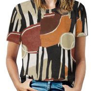 AILLOSA YH-151 Tamamı Baskılı Kısa Kollu Yuvarlak Yaka Kadın T-shirt