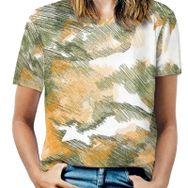 AILLOSA YH-152 Tamamı Baskılı Kısa Kollu Yuvarlak Yaka Kadın T-shirt