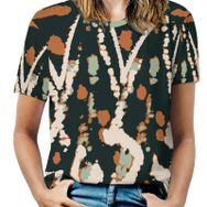 AILLOSA YH-153 Tamamı Baskılı Kısa Kollu Yuvarlak Yaka Kadın T-shirt