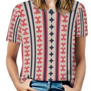 AILLOSA YH-154 Tamamı Baskılı Kısa Kollu Yuvarlak Yaka Kadın T-shirt