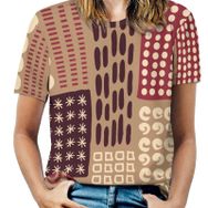 AILLOSA YH-155 Tamamı Baskılı Kısa Kollu Yuvarlak Yaka Kadın T-shirt