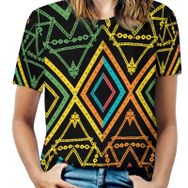 AILLOSA YH-158 Tamamı Baskılı Kısa Kollu Yuvarlak Yaka Kadın T-shirt