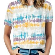AILLOSA YH-159 Tamamı Baskılı Kısa Kollu Yuvarlak Yaka Kadın T-shirt