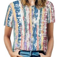 AILLOSA YH-161 Tamamı Baskılı Kısa Kollu Yuvarlak Yaka Kadın T-shirt