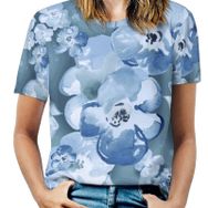 AILLOSA YH-164 Tamamı Baskılı Kısa Kollu Yuvarlak Yaka Kadın T-shirt