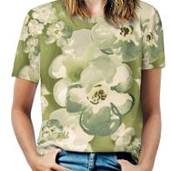 AILLOSA YH-165 Tamamı Baskılı Kısa Kollu Yuvarlak Yaka Kadın T-shirt