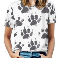 AILLOSA YH-173 Tamamı Baskılı Kısa Kollu Yuvarlak Yaka Kadın T-shirt