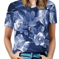 AILLOSA YH-174 Tamamı Baskılı Kısa Kollu Yuvarlak Yaka Kadın T-shirt