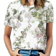 AILLOSA YH-175 Tamamı Baskılı Kısa Kollu Yuvarlak Yaka Kadın T-shirt