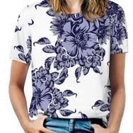 AILLOSA YH-177 Tamamı Baskılı Kısa Kollu Yuvarlak Yaka Kadın T-shirt