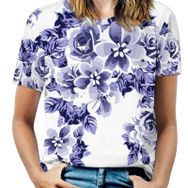 AILLOSA YH-178 Tamamı Baskılı Kısa Kollu Yuvarlak Yaka Kadın T-shirt