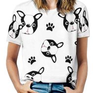 AILLOSA YH-184 Tamamı Baskılı Kısa Kollu Yuvarlak Yaka Kadın T-shirt