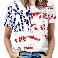 AILLOSA YH-192 Tamamı Baskılı Kısa Kollu Yuvarlak Yaka Kadın T-shirt