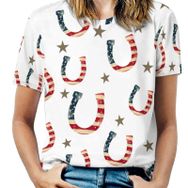 AILLOSA YH-193 Tamamı Baskılı Kısa Kollu Yuvarlak Yaka Kadın T-shirt