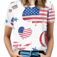 AILLOSA YH-195 Tamamı Baskılı Kısa Kollu Yuvarlak Yaka Kadın T-shirt