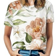 AILLOSA YH-20 Tamamı Baskılı Kısa Kollu Yuvarlak Yaka Kadın T-shirt