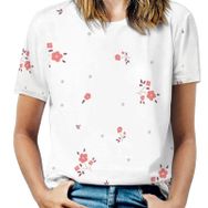 AILLOSA YH-201 Tamamı Baskılı Kısa Kollu Yuvarlak Yaka Kadın T-shirt