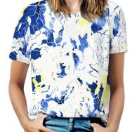 AILLOSA YH-202 Tamamı Baskılı Kısa Kollu Yuvarlak Yaka Kadın T-shirt