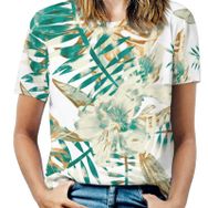 AILLOSA YH-205 Tamamı Baskılı Kısa Kollu Yuvarlak Yaka Kadın T-shirt