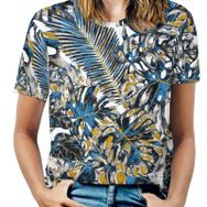AILLOSA YH-207 Tamamı Baskılı Kısa Kollu Yuvarlak Yaka Kadın T-shirt