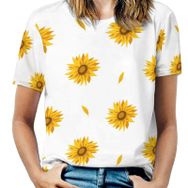 AILLOSA YH-209 Tamamı Baskılı Kısa Kollu Yuvarlak Yaka Kadın T-shirt