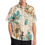 AILLOSA YH-21 Aloha Hawaii 3D Desen Kısa Kollu Erkek Gömlek
