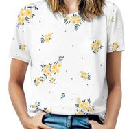 AILLOSA YH-210 Tamamı Baskılı Kısa Kollu Yuvarlak Yaka Kadın T-shirt