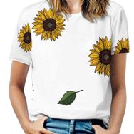 AILLOSA YH-211 Tamamı Baskılı Kısa Kollu Yuvarlak Yaka Kadın T-shirt