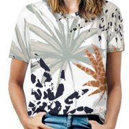 AILLOSA YH-212 Tamamı Baskılı Kısa Kollu Yuvarlak Yaka Kadın T-shirt