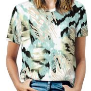 AILLOSA YH-213 Tamamı Baskılı Kısa Kollu Yuvarlak Yaka Kadın T-shirt