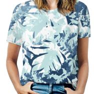 AILLOSA YH-214 Tamamı Baskılı Kısa Kollu Yuvarlak Yaka Kadın T-shirt