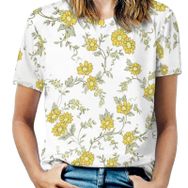 AILLOSA YH-217 Tamamı Baskılı Kısa Kollu Yuvarlak Yaka Kadın T-shirt