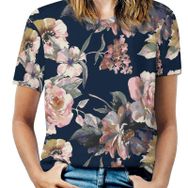 AILLOSA YH-22 Tamamı Baskılı Kısa Kollu Yuvarlak Yaka Kadın T-shirt