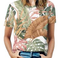 AILLOSA YH-221 Tamamı Baskılı Kısa Kollu Yuvarlak Yaka Kadın T-shirt
