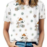 AILLOSA YH-222 Tamamı Baskılı Kısa Kollu Yuvarlak Yaka Kadın T-shirt