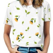 AILLOSA YH-223 Tamamı Baskılı Kısa Kollu Yuvarlak Yaka Kadın T-shirt