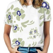 AILLOSA YH-224 Tamamı Baskılı Kısa Kollu Yuvarlak Yaka Kadın T-shirt