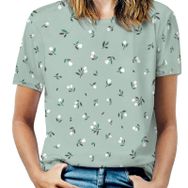 AILLOSA YH-225 Tamamı Baskılı Kısa Kollu Yuvarlak Yaka Kadın T-shirt