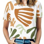 AILLOSA YH-226 Tamamı Baskılı Kısa Kollu Yuvarlak Yaka Kadın T-shirt