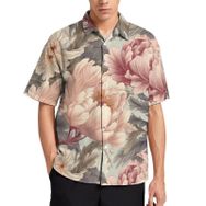AILLOSA YH-23 Aloha Hawaii 3D Desen Kısa Kollu Erkek Gömlek