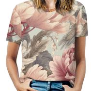 AILLOSA YH-23 Tamamı Baskılı Kısa Kollu Yuvarlak Yaka Kadın T-shirt