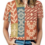 AILLOSA YH-230 Tamamı Baskılı Kısa Kollu Yuvarlak Yaka Kadın T-shirt