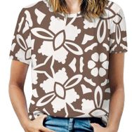 AILLOSA YH-231 Tamamı Baskılı Kısa Kollu Yuvarlak Yaka Kadın T-shirt