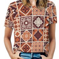AILLOSA YH-233 Tamamı Baskılı Kısa Kollu Yuvarlak Yaka Kadın T-shirt