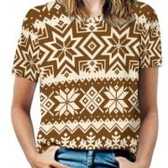 AILLOSA YH-234 Tamamı Baskılı Kısa Kollu Yuvarlak Yaka Kadın T-shirt